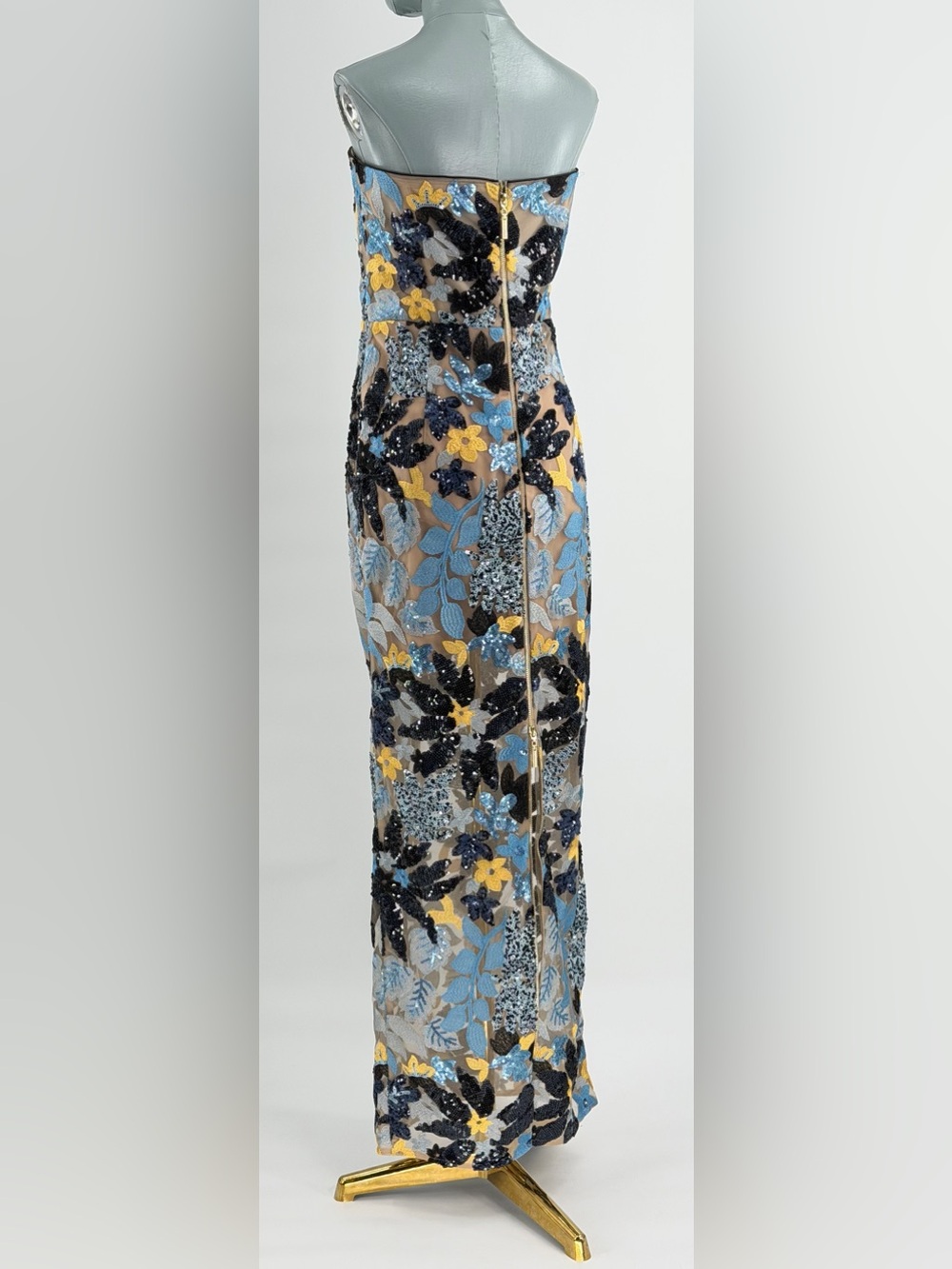 🆕 BRONX & BANCO 🧿 NWOT Dahlia Sequin Maxi Dress, Blue Yellow Multi- Sz XL US10 - Picture 10 of 15